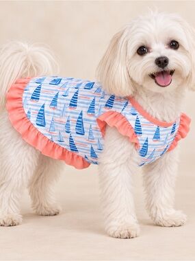 Griffy & Drake Sail Away Ruffle Dog Dress Size Small NWT